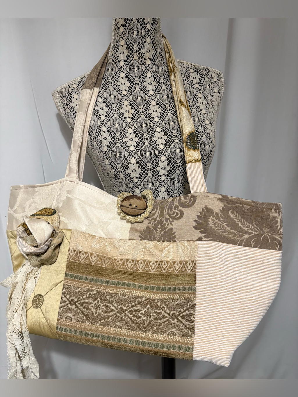 Upcycled Large Tote 20âX 10â X 8â Bag Boho Reusable Shoulder Bag Unique Lined
